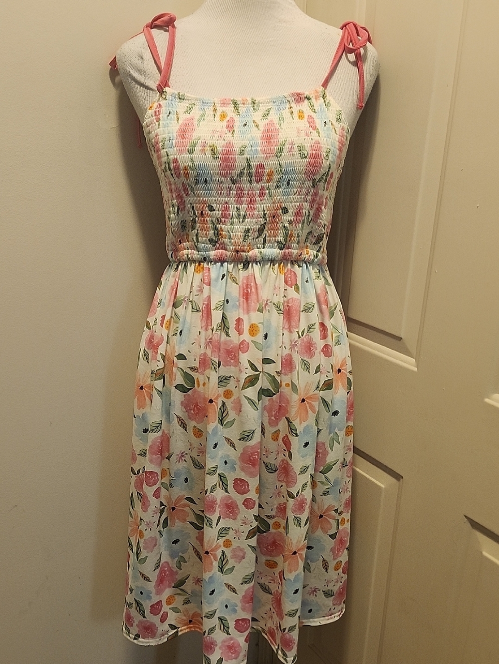 Abby & Evie Smocked Sun Dress Cotton Blend Medium